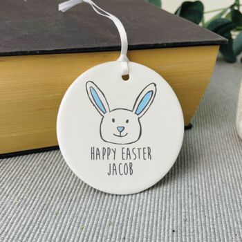 Personalised Happy Easter Bunny Ceramic Decoration, 2 of 3