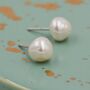 Sterling Silver Genuine Fresh Water Pearls Stud Earrings, thumbnail 2 of 12