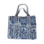 Reversible Blue Floral Print Quilted Cotton Tote Bag, thumbnail 2 of 3