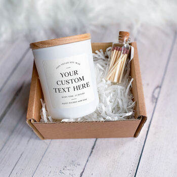 Custom Text Soy Wax Vegan Candle Set / Your Own Text, 3 of 5