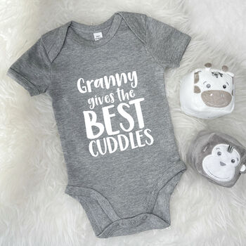 Grandma Gives The Best Cuddles Personalised Babygrow, 2 of 9