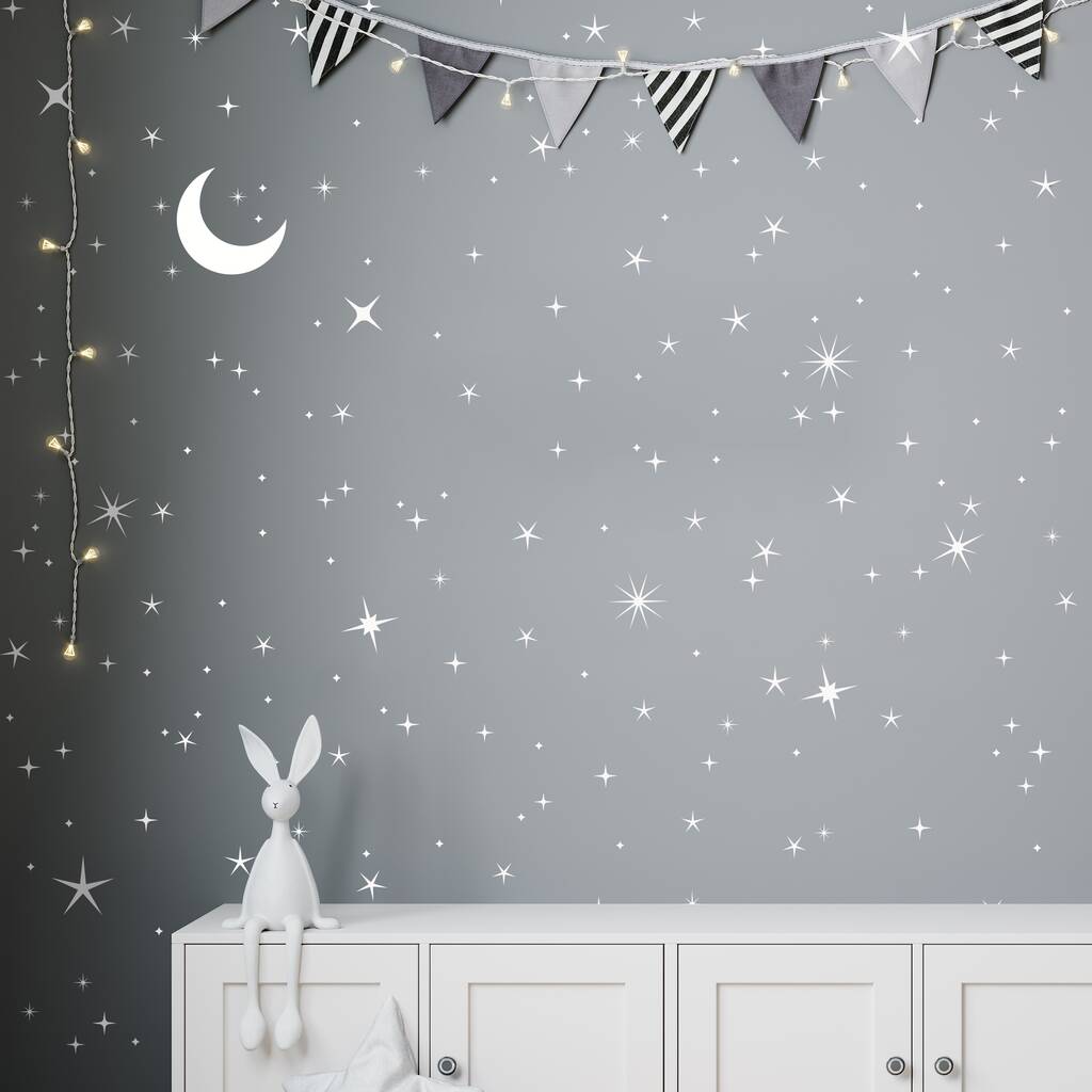 Sparkle Stars And Moon Wall Stickers, 1 of 4