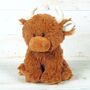 Personalised Small Highland Coo Cow Soft Toy Brown, thumbnail 3 of 5