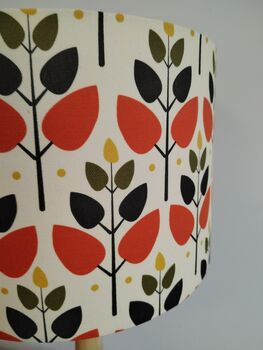 Tree Leaf Lampshade Retro Leaves Pattern Terracotta Orange Cotton Handmade Fabric Drum Table Floor Or Ceiling Pendant Lamp Shade, 4 of 7