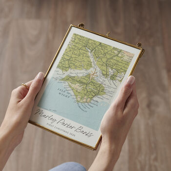 Personalised Vintage Map Picture With Hand Stitched Star, 2 of 5