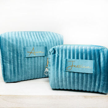 Personalised Ribbed Velvet Box Make Up Bag, 10 of 11