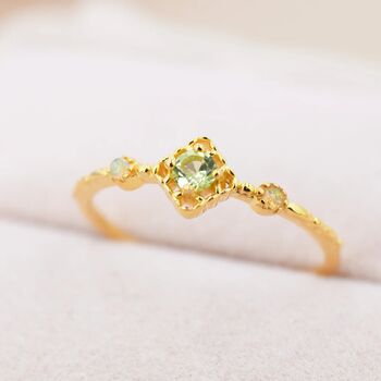 Vintage Inspired Natural Peridot And Opal Ring, 4 of 11