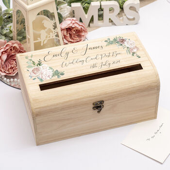 Watercolour Flowers Wedding Card Post Box Chest, 2 of 3