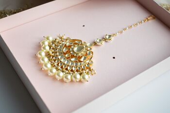 Khavya Gold Plated Kundan Tikka, 4 of 4