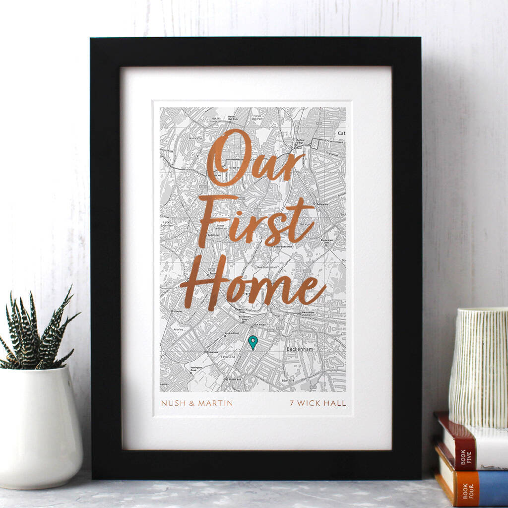 Personalised 'My/Our First Home' Map With Foil Wording, 1 of 3