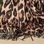 Leopard Print Scarf With Tassels In Brown, thumbnail 3 of 4