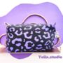 Handprinted Boxy Pouch Lilac And Dark Grey Leopard, thumbnail 1 of 5