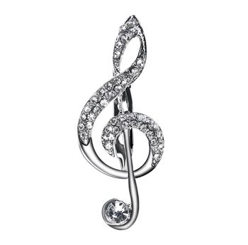 Diamante Treble Clef Musical Note Pin Brooch, 2 of 2