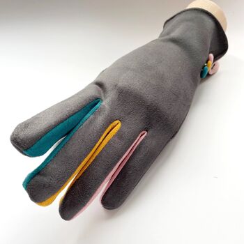 Soft Grey Fabric Winter Gloves With Touchscreen Finger, 3 of 10