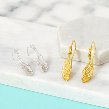 Angel Wing Hook Earrings In Silver Or 18k Gold Vermeil, 3 of 7