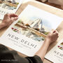 Delhi India Travel Poster Of The Lotus Temple, thumbnail 1 of 7