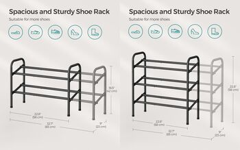 Expandable Metal Shoe Rack Adjustable Shoe Organiser, 2 of 6