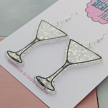 Glitter Martini Glass Resin Earrings, 4 of 8