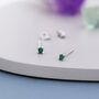 Sterling Silver Extra Tiny 2mm Emerald Green Cz Stud Earrings, thumbnail 3 of 12