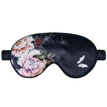 Silk Sleep Mask Eye Mask 100% Pure Soft Mulberry Silk Black Floral Luxury Travel Gift Blackout Hypoallergenic, 5 of 6
