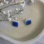 Blue Square Ceramic Earrings, thumbnail 8 of 8
