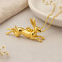 Personalised Gold Plated Sterling Silver Leaping Hare Necklace, thumbnail 1 of 7