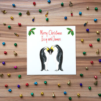 Personalised Penguin Couple Christmas Card, 5 of 7