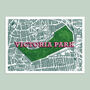 Victoria Park East London Map Screen Print, thumbnail 1 of 3