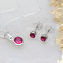 Sterling Silver Birthstone Necklace And Earring Set, thumbnail 12 of 12
