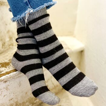Womens Striped Alpaca Socks, 2 of 6