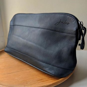 Personalised Men's Leather Washbag, 2 of 8