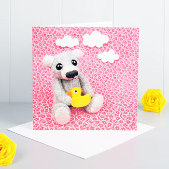 Teddy Bear And Duck Greeting Card, 2 of 2