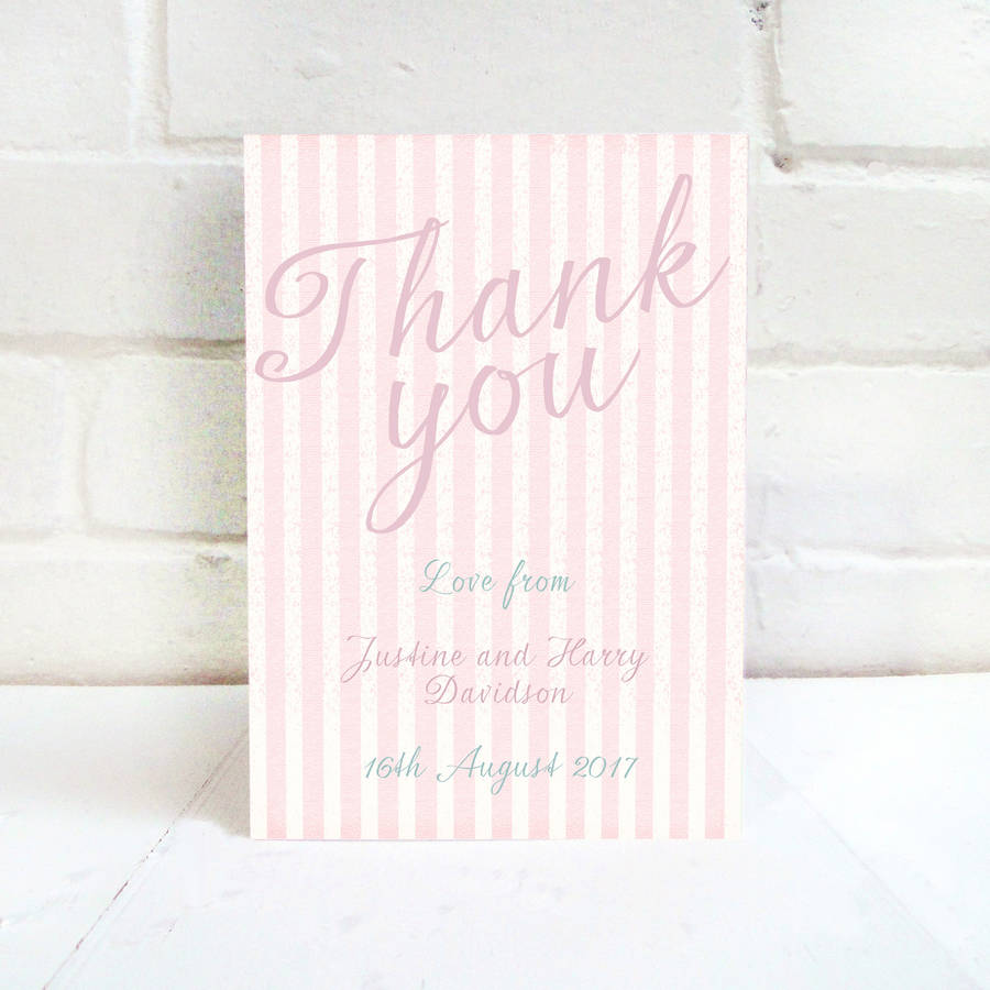 Pink And Mint Wedding Thank You Card By Peardrop Avenue