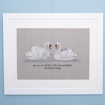 Personalised Embroidered Swan Family Artwork, 5 of 5