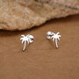 Sterling Silver Palm Tree 16 G Flat Back Earrings, thumbnail 3 of 11