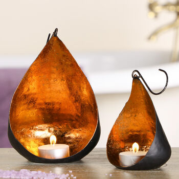 Two Autumn Copper Hanging Tea Light Candle Holders, 5 of 10