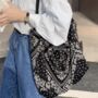 Black Paisley Lightweight Thin Cotton Tote Bag With Long Handles, thumbnail 1 of 7