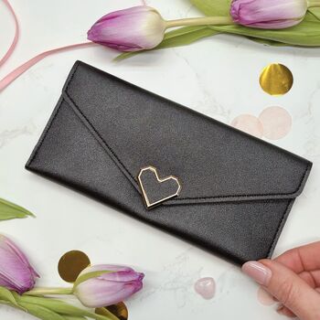 Heart Clasp Long Purse – Pink Or Black Purse Gift For Her, Perfect For Valentine’s And Mother’s Day, 8 of 11