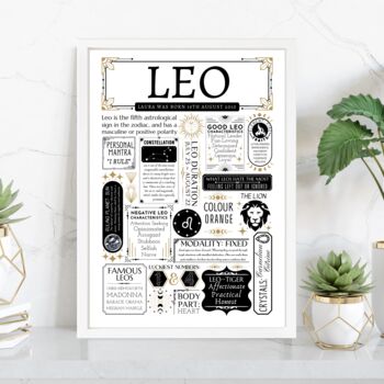 Personalised Leo Zodiac Birthday Print, 7 of 9