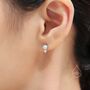 Sterling Silver Tiny Purple Opal And Cz Stud Earrings, thumbnail 2 of 11