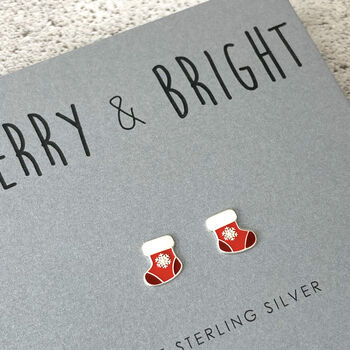 Christmas Stocking Sterling Silver Earrings, 3 of 7