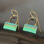 Handmade Gold And Green Block Earrings, thumbnail 1 of 8