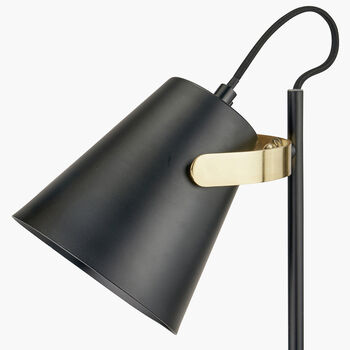 Black And Brushed Brass Task Table Lamp, 7 of 9