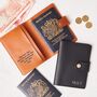 Personalised Leather Passport Travel Holder With Hot Stamped Initials And/Or Engraved Message, thumbnail 1 of 7