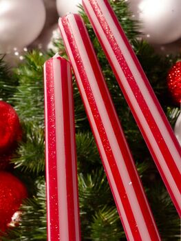 Red Glitter And White Pinstriped Candles, 2 of 4