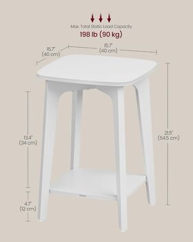Square Side Table End Table With Shelf, 2 of 6