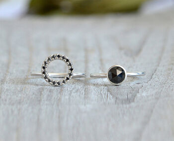 Black Diamond Bridal Set, Interlocking Bridal Rings, 5 of 5