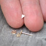 Tiny Geometric Earring Studs In 9ct Yellow Gold, thumbnail 2 of 4