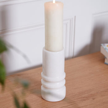 Elegant Carved Marble Candlestick, 2 of 4