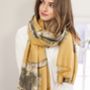 Personalised Mustard To Grey Floral Print Scarf, thumbnail 6 of 6